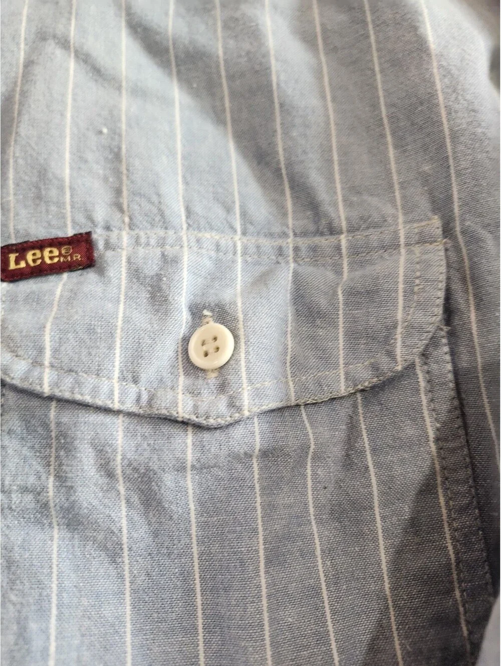 VTG men's light blue striped button-down casual shirt by Lee XL